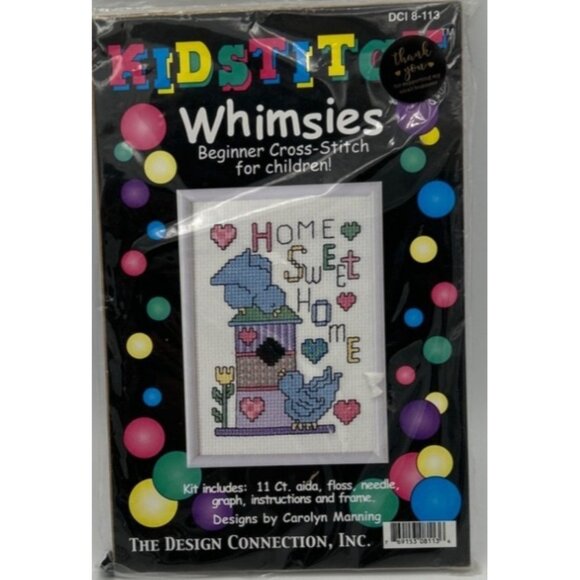 Kidstitch Whimsies Beginner CrossvStitch Kit "Home Sweet Home" For Children Vtg - Picture 1 of 4